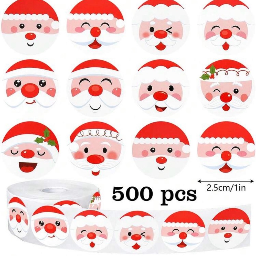 Santa Claus Sticker Roll - 500 pcs 12 Designs Christmas Fun Party Crafts - Picture 4 of 5